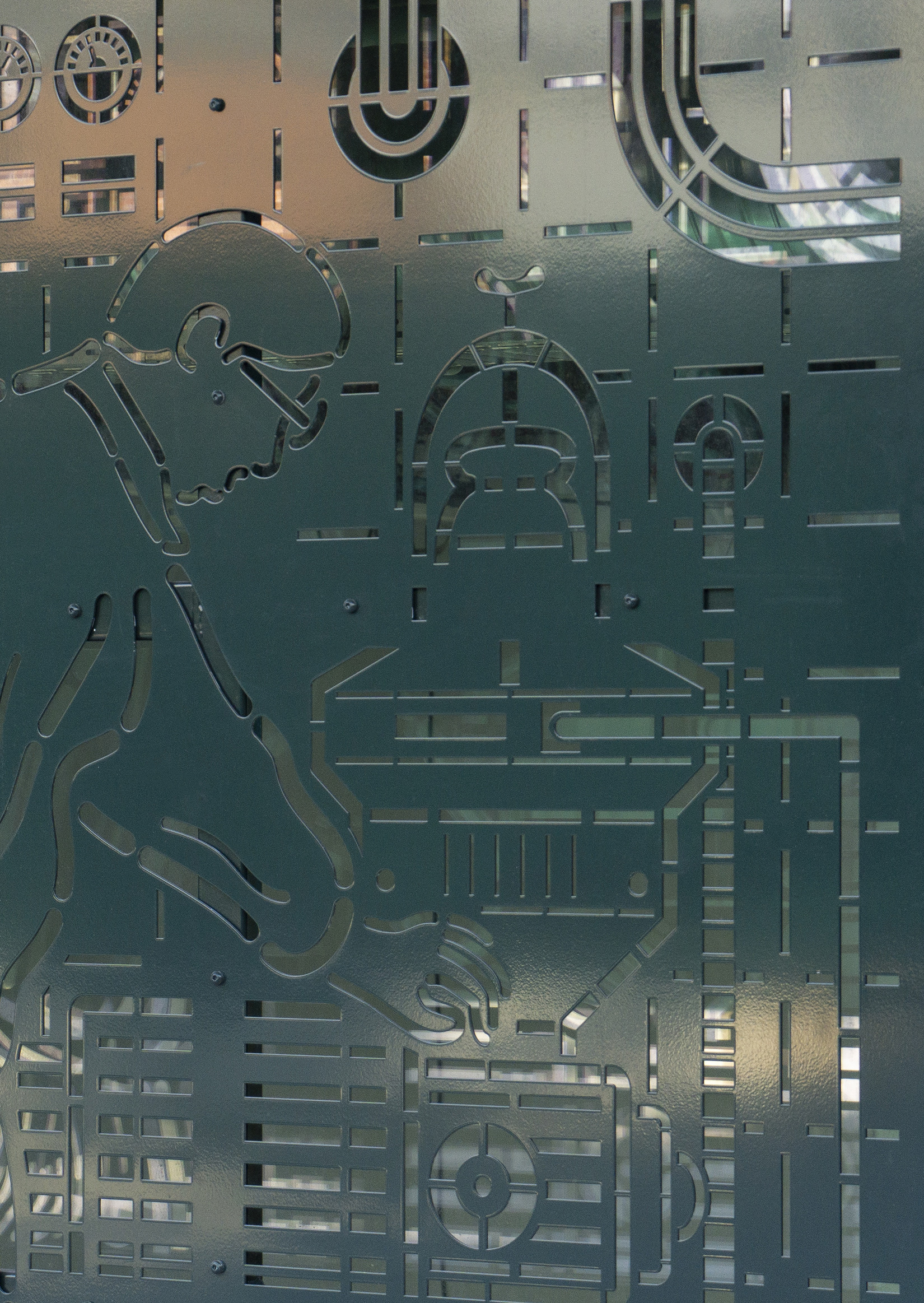 Theodora House facade panel detail.